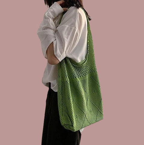 Knitted Tote Bag, Crochet Tote Bag, Hand Knit Bag