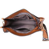 Bria Vegan Leather Crossbody Shoulder Bag, Vegan Leather Purse, Shoulder Bag With Leopard Guitar Strap