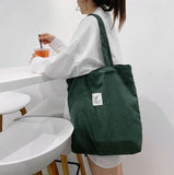 Corduroy Tote Bag, Womens Shoulder Bag, Corduroy Bag, Fabric Purse