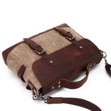 Waxed Canvas Messenger Bag, Laptop Satchel, Crossbody Shoulder Bag