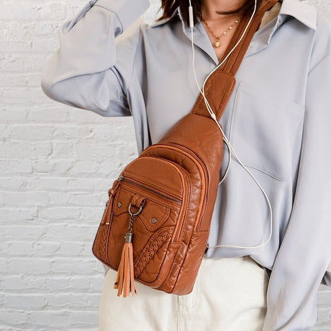 Juno Vegan Leather Chest Bag, Belt Bag, Sling Crossbody Bag, Shoulder Bag