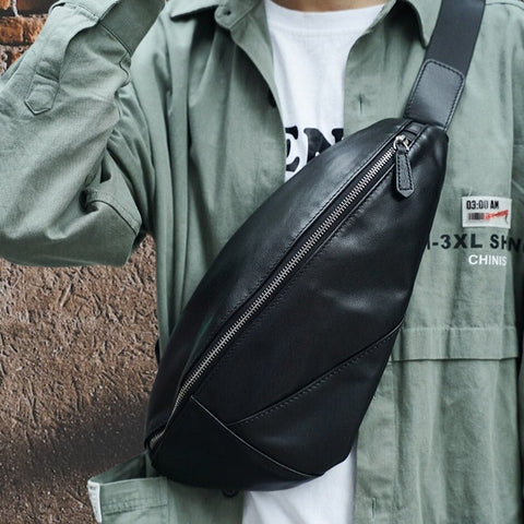 Leather Sling Bag, Men's Chest Bag, Leather Belt Bag, Men's Leather Crossbody Bag, Shoulder bag