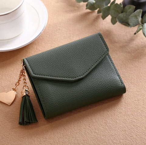 Love Heart Wallet, Vegan Leather Tassel Wallet, Cute Gift Wallet