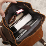 Crazy Horse Leather Retro Men's Laptop Backpack, Vintage Leather Rucksack, Work Backpack, Study Rucksack, Weekend Travel Bag