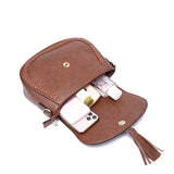 Vintage Saddle Tassel Bag, Crossbody Saddle Purse With Two Straps, Vegan Leather Shoulder Bag